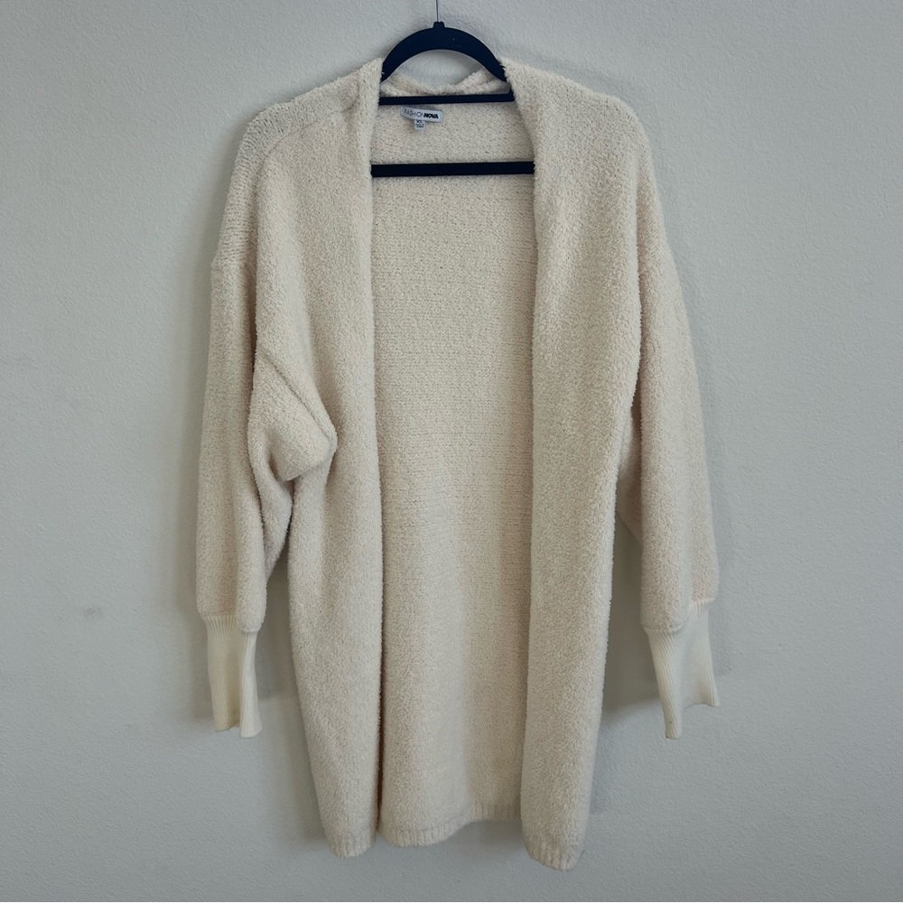 Fashion Nova Cream Oversized Cardigan Sweater